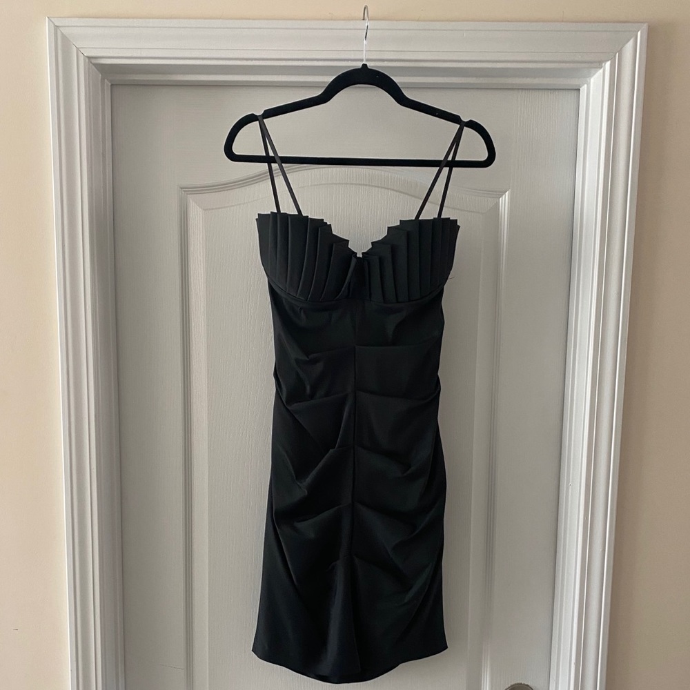 Black strapless cocktail dress
